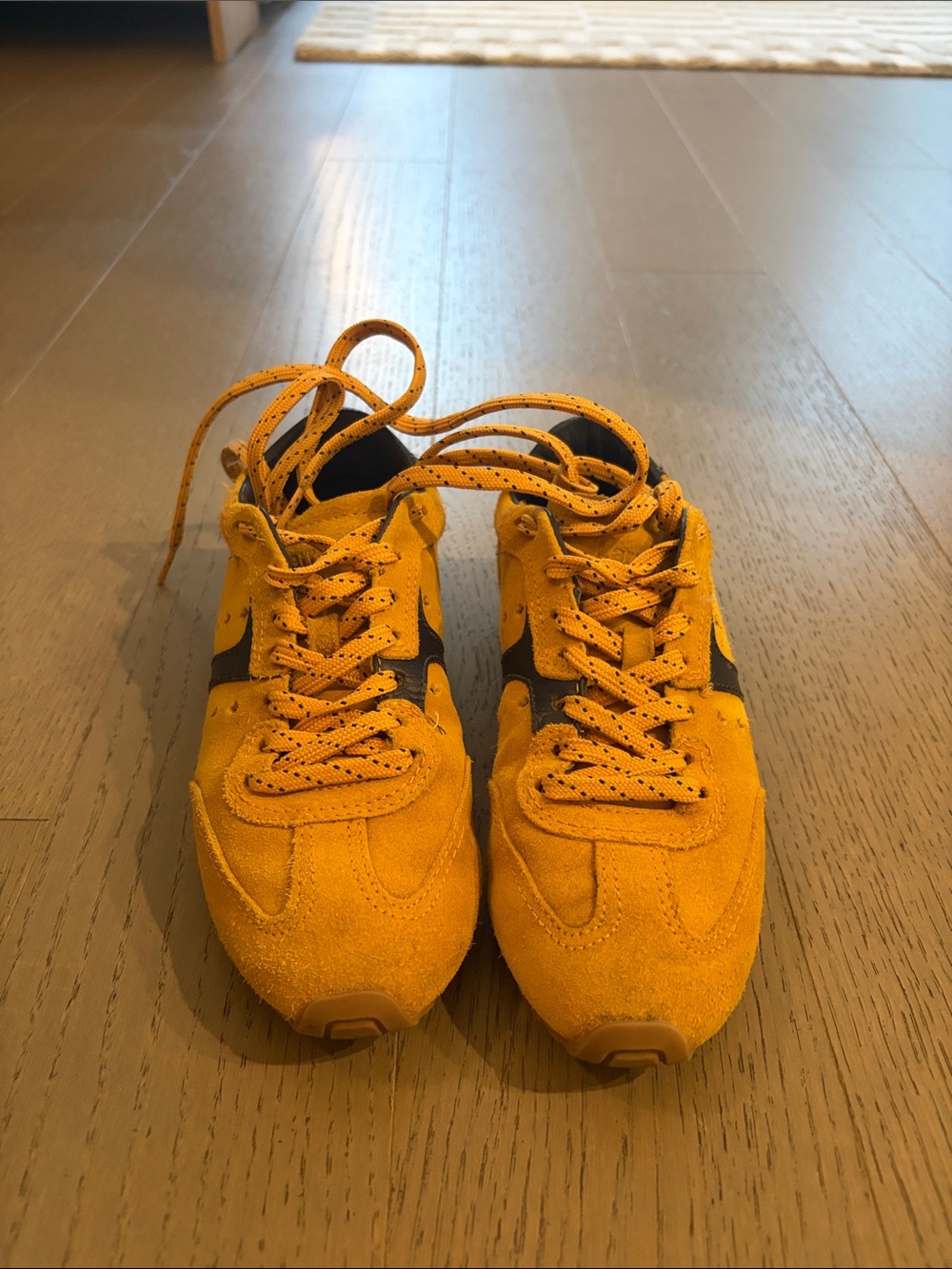 Larroude Stella Yellow Suede Lace-Up Sneakers